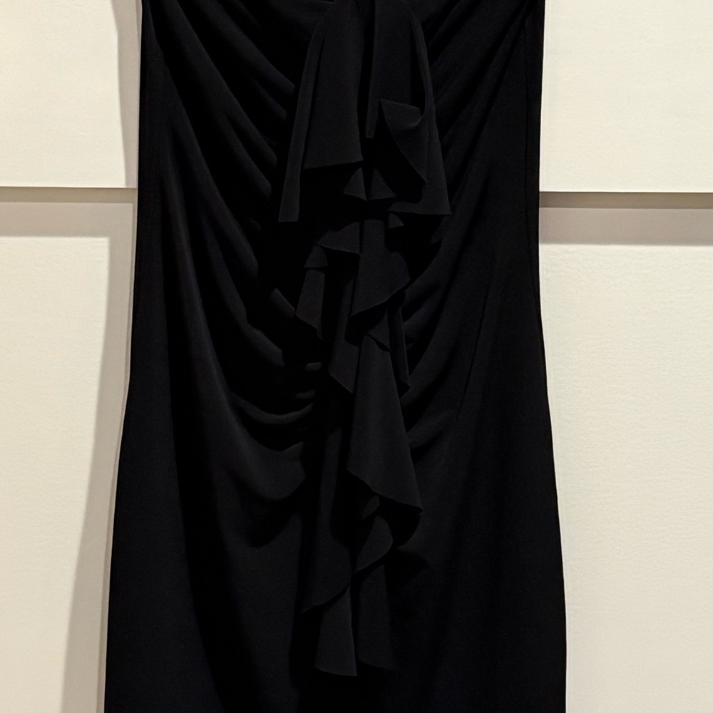 Black Ruffle Front Halter Mini Dress - Women - Picture 2 of 7